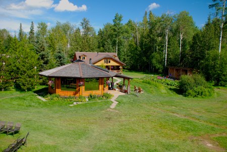 View from 2nd Floor Balcony of one of the residences. The octagon-shaped building is where coffee, tea and biscuits are served.