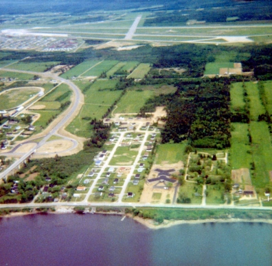Part of Chatham, New Brunswick. The road to the left is Highway XX and the ramp to the Miramichi Bridge.