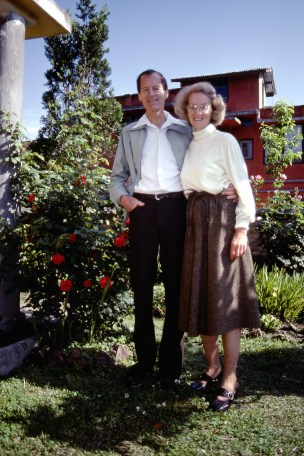 Gerald and Allison Hankins pictured outside their home near Kathmandu in 1981. Allison died several years ago. 