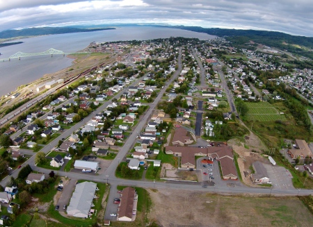 From the graveyard, local computer whiz, John Van Horne, and I shot this shot of Campbellton. We're now looking East, towards the Bay of Chaleur.