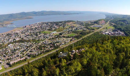#1 - Campbellton from the Sugarloaf Mountain. Notice the lookout and the new flagpole, erected by the Royal Canadian Mounted Police.