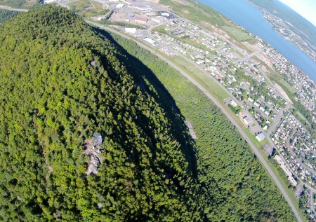 #2 - From 300 feet over the Sugarloaf Mountain, the mountain looks more like a heavily-treed hill. The only rocky portion that is visible is the lookout area.