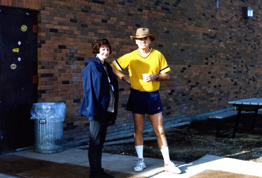 CBC Edmonton Radio Manager Judy Phantam with Inmate Colin Thatcher at the Edmonton Institution. [15 April 1993] I helped get the CBC into the Max to do our morning show. Phantom is wearing my jacket, Thatcher my hat.