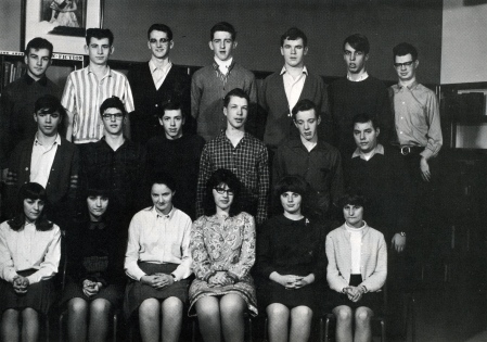 Skill-testing question for any CHS grad who is 64-plus. In this 1967 photo of Grade 11-B is Charlie Thomas, respected Campbellton businessman who passed away in January 2015 ... and Mike Trites, who became an engineer and retired as Deputy Assistant-Minister for the New Brunswick Department of Highways. 