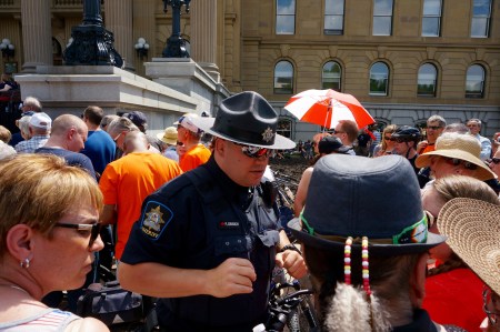 This sheriff was extremely courteous. He had his hands full but was always polite.