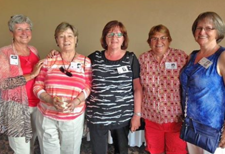 Patty [Gerrard] Stewart, Margaret Guimond, Linda [Ferguson] Parl, Audrey [St. Laurent] Brown and Susan Caron.