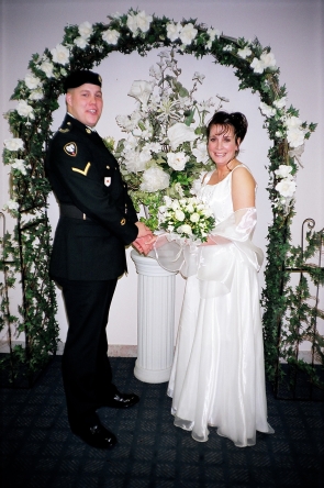 Michael and Liana White on their wedding day in Edmonton.