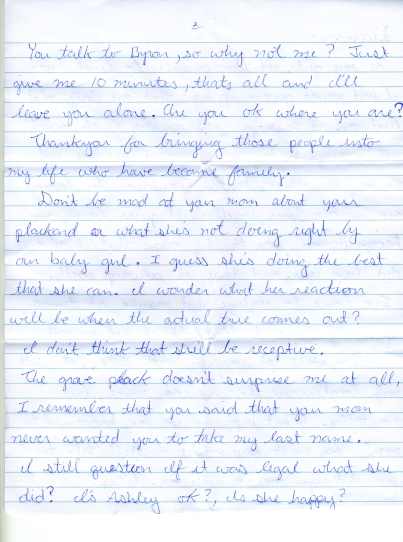 Michael White's letter to Liana - written and received by me in June 2009
